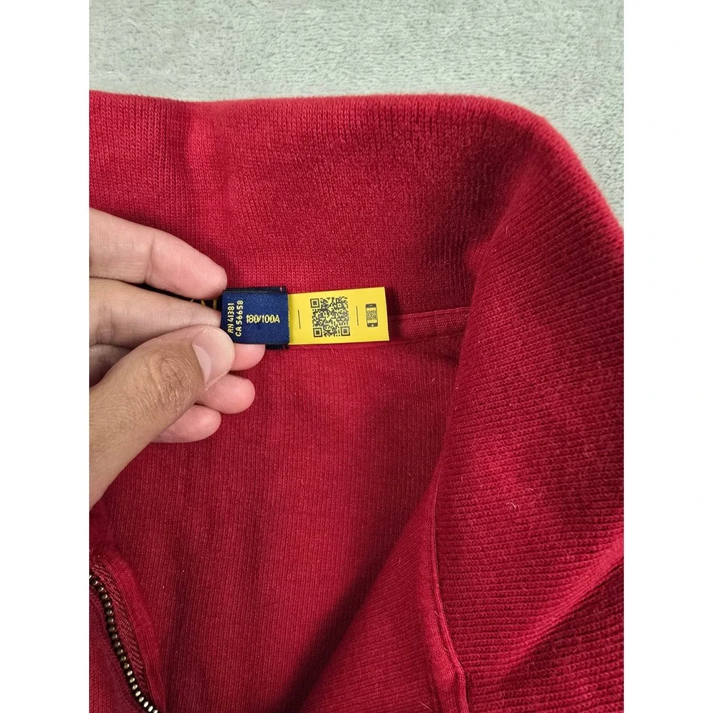 Polo Ralph Lauren Quarter Zip Pullover Mens Large Red Cotton Long Sleeve Sweater